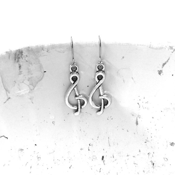 Miniature Music Note Musical Gift Musician Singer Songwriter Charm Gift Earrings - Picture 2 of 2